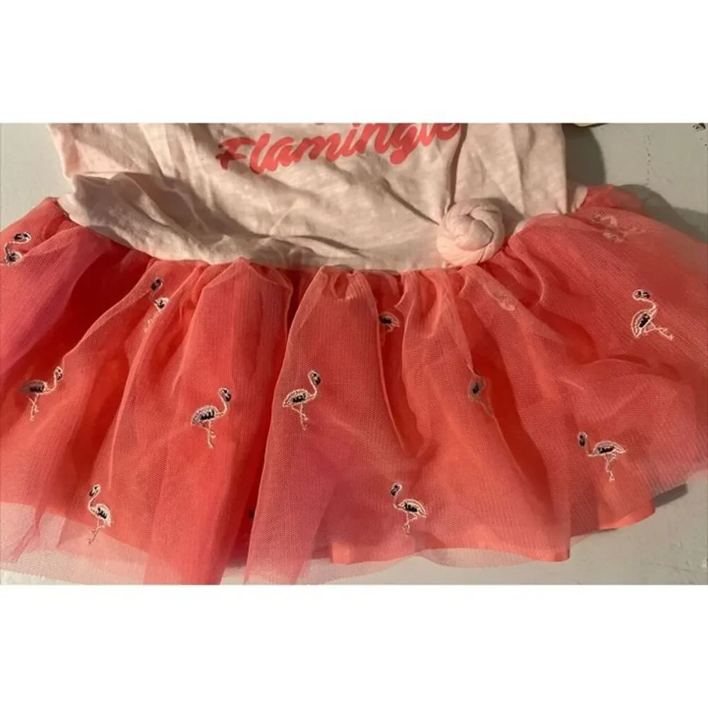 Dog Dress Size L Flamingos Pink Lace